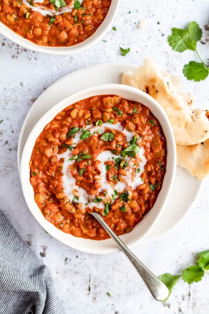 Coconut tomato lentil soup