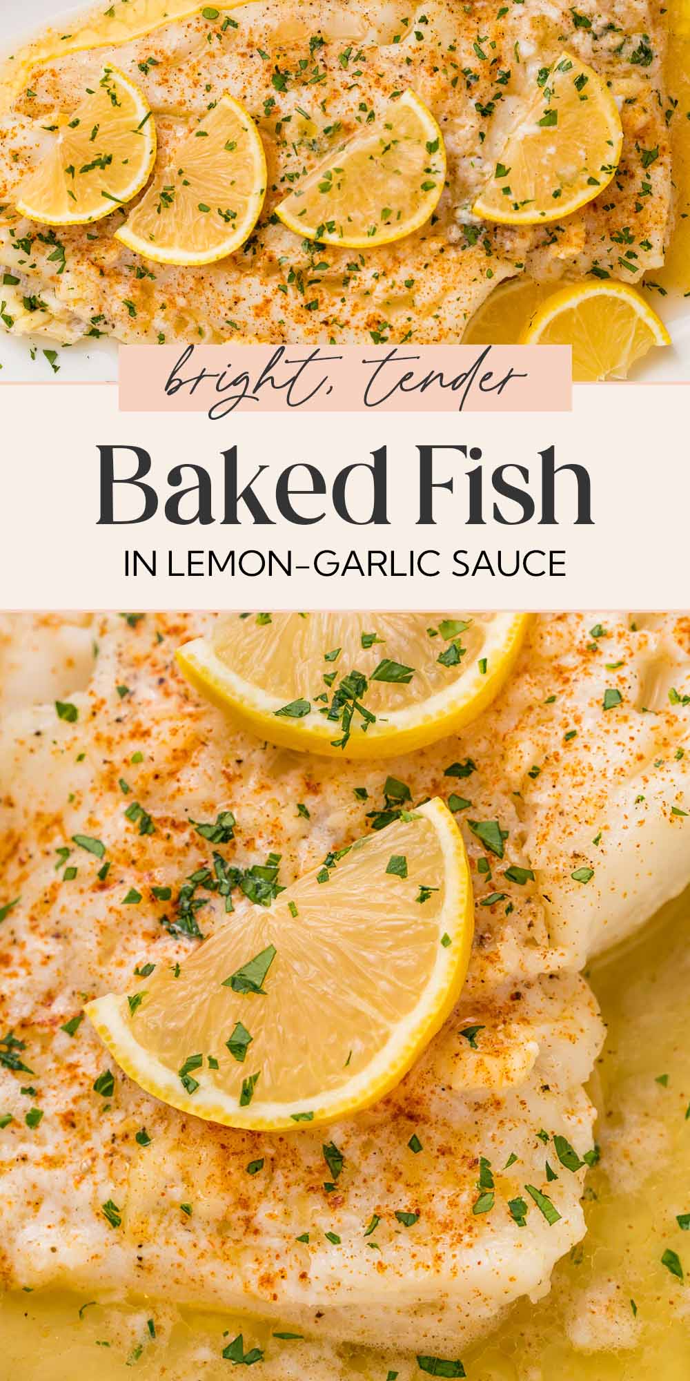 Pin graphic for baked fish.
