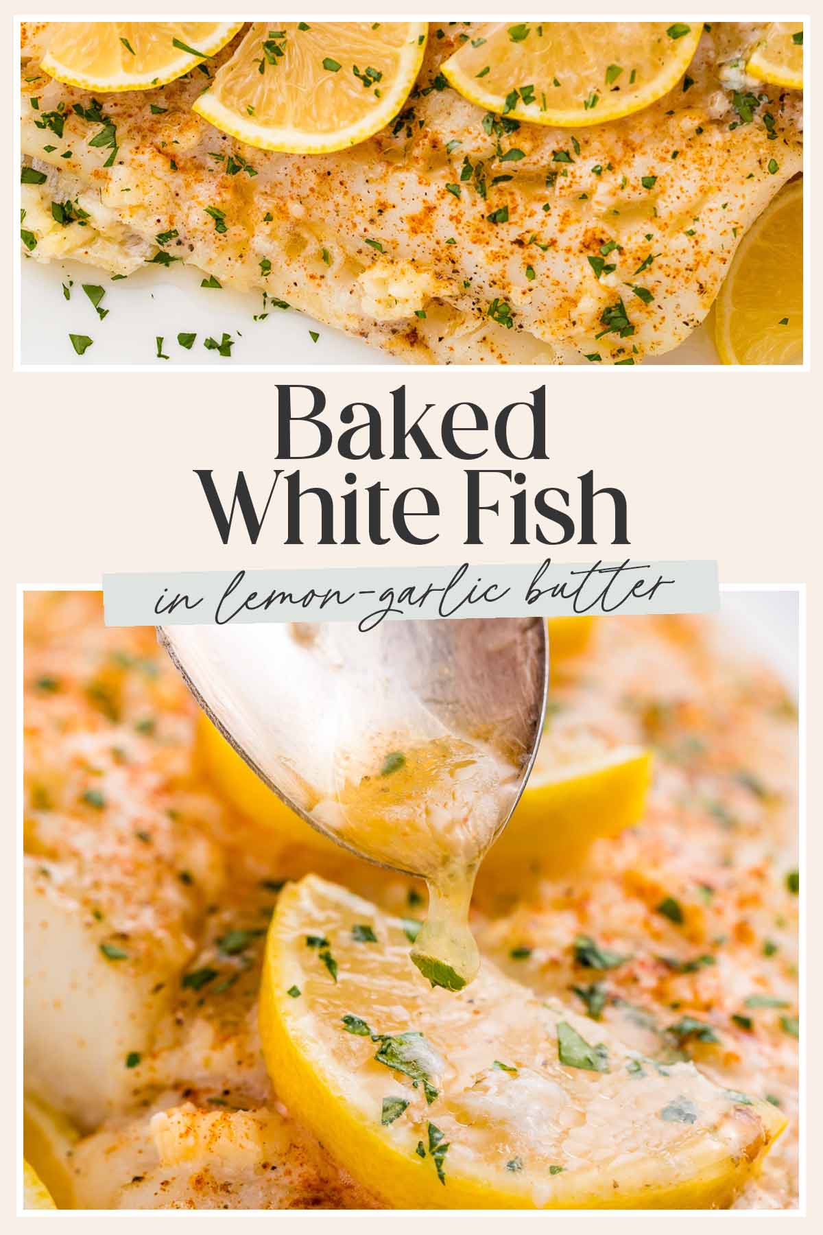 Pin graphic for baked fish.