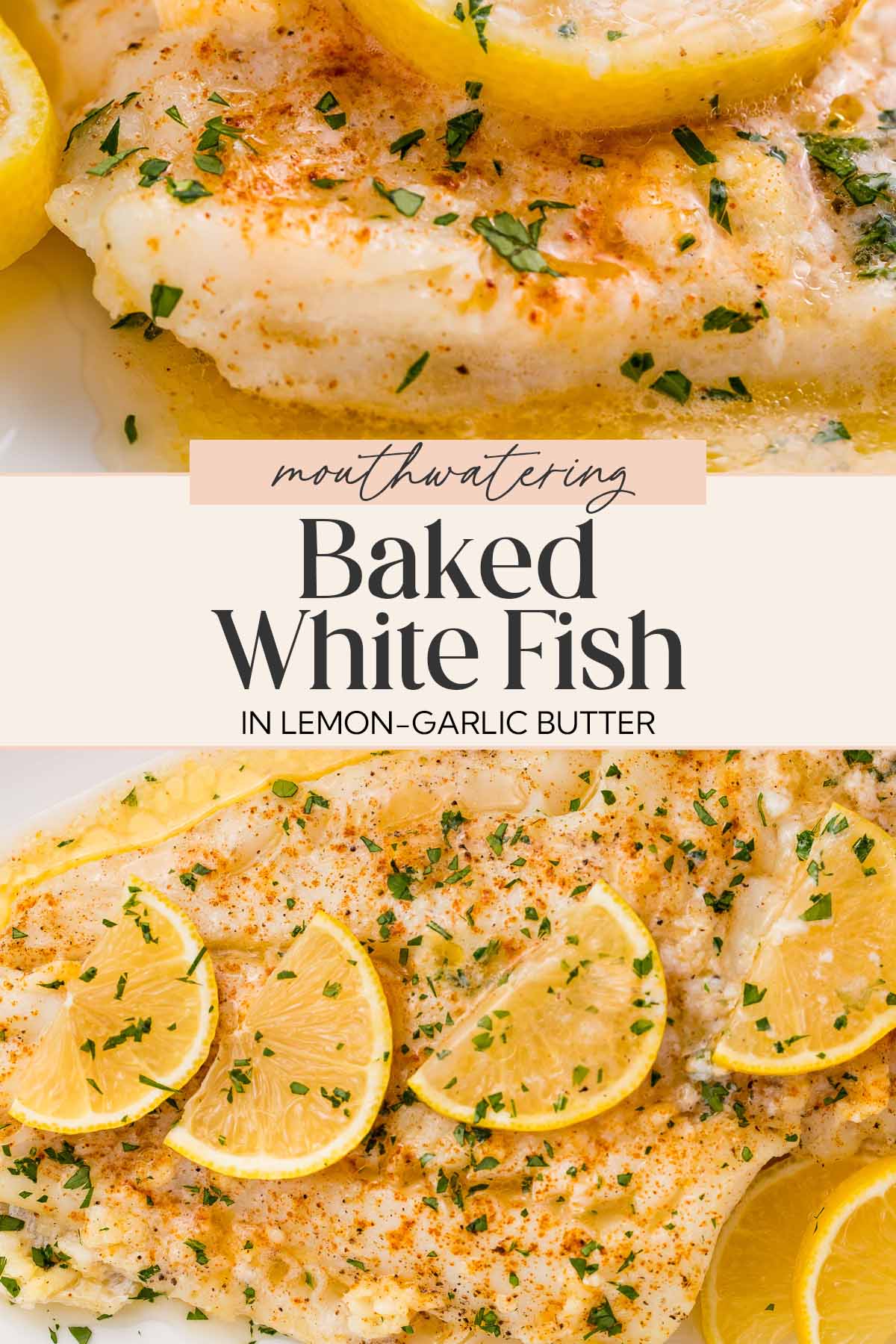 Pin graphic for baked fish.