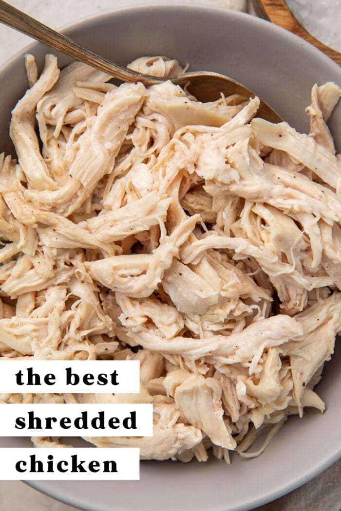 Pinterest graphic for shredded chicken