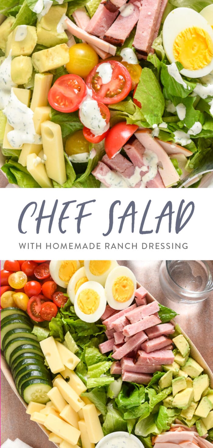 Pinterest graphic for chef salad