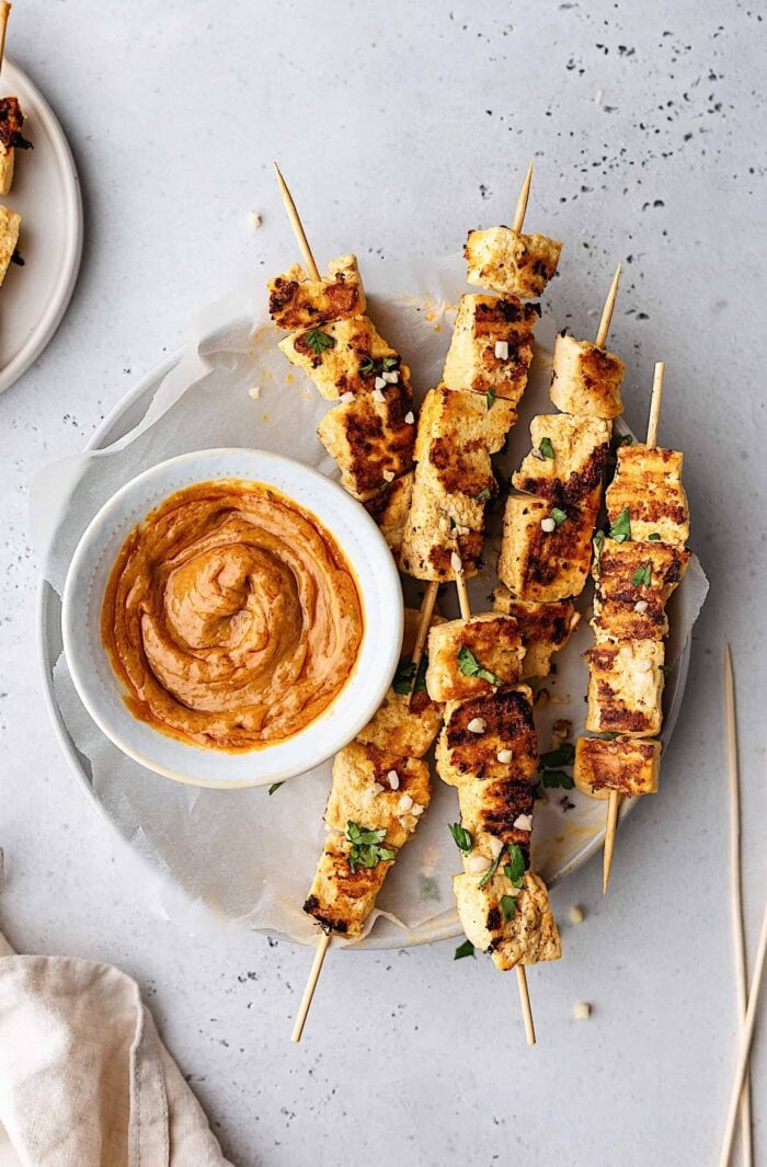 Tofu skewers with coconut milk paste