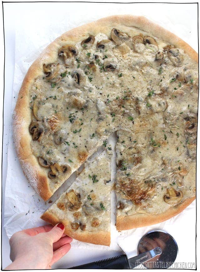 Mushroom coconut pizza