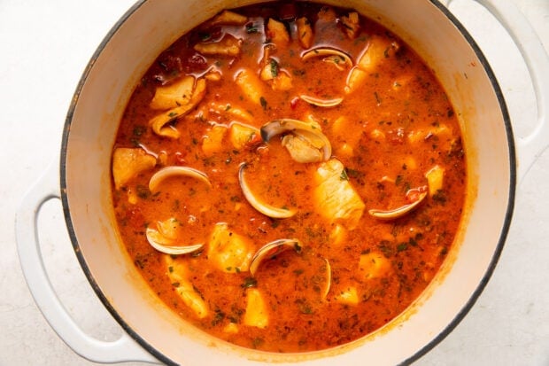 Fish stew in a large pot