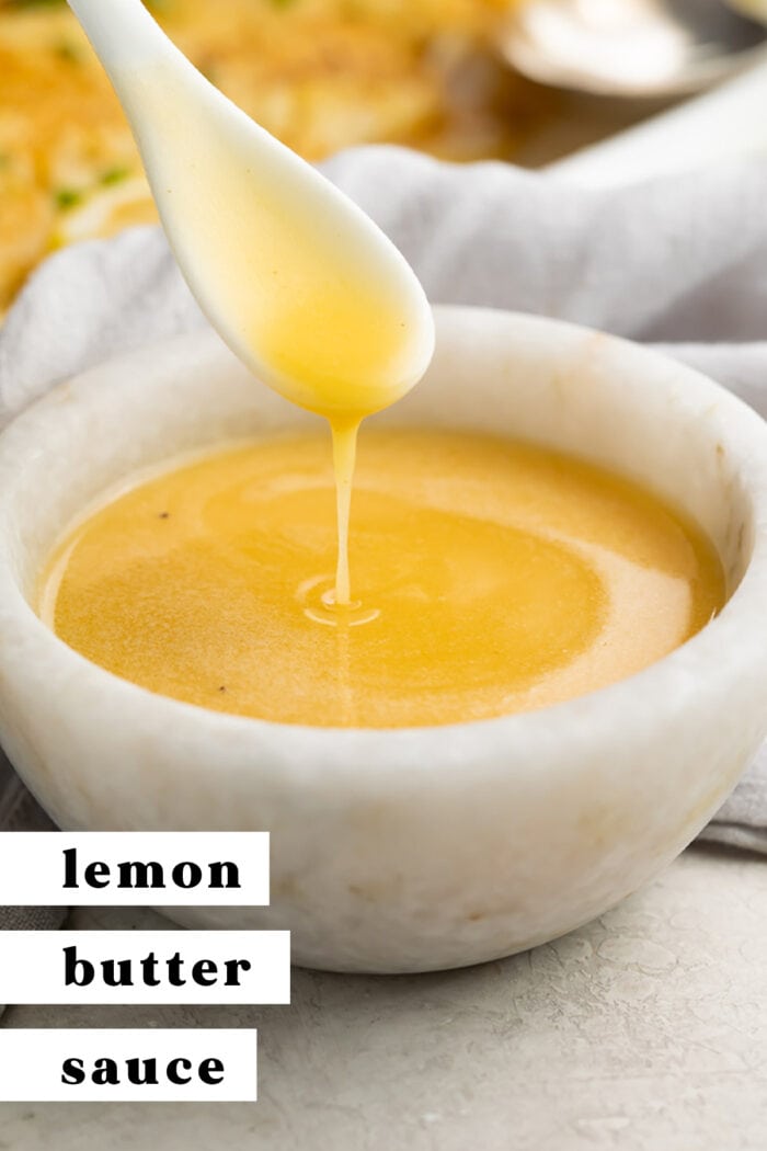 Pinterest graphic for lemon butter sauce