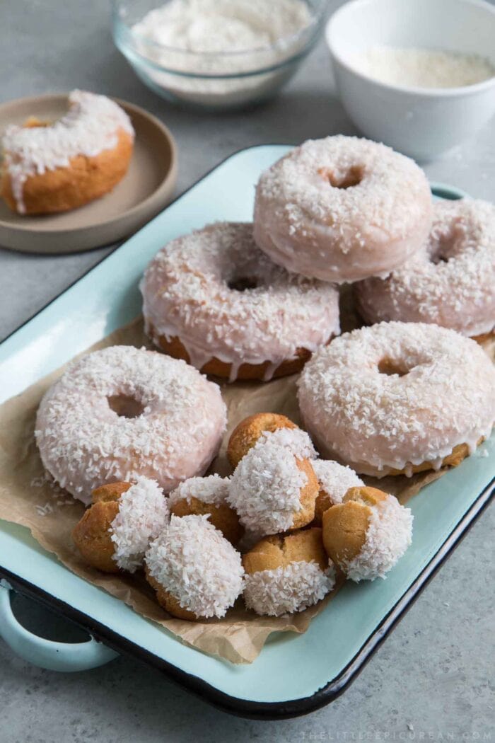 Coconut donuts with coconut milk glaze