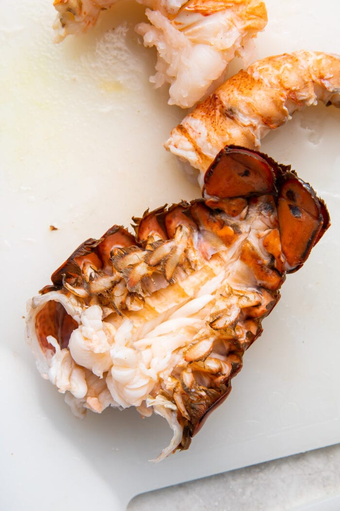 Lobster tail cut down the center