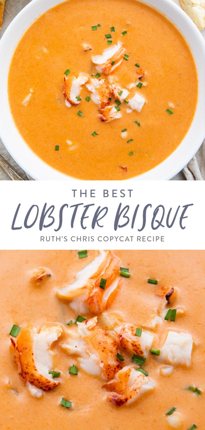 Pinterest graphic for lobster bisque