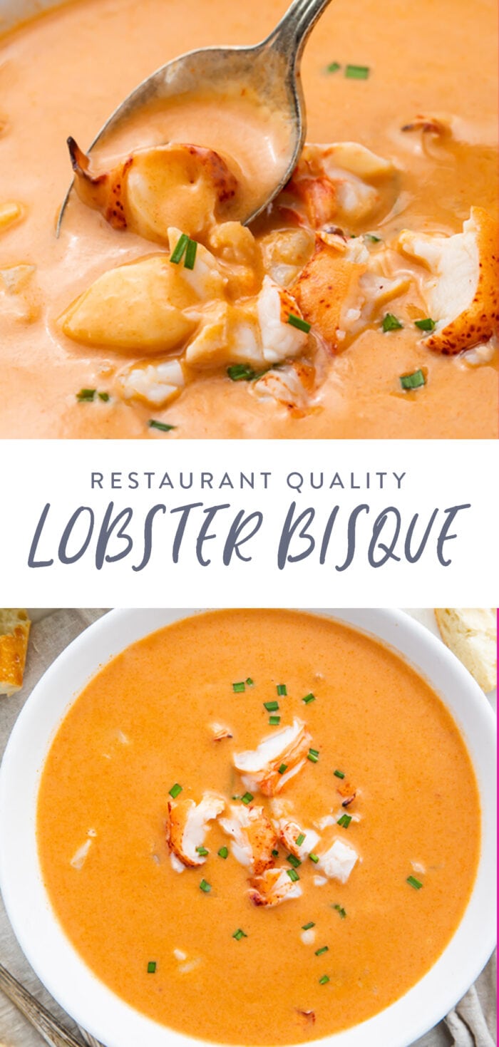 Pinterest graphic for lobster bisque