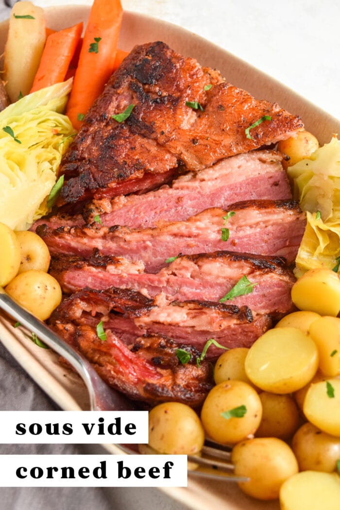 Pinterest graphic for sous vide corned beef