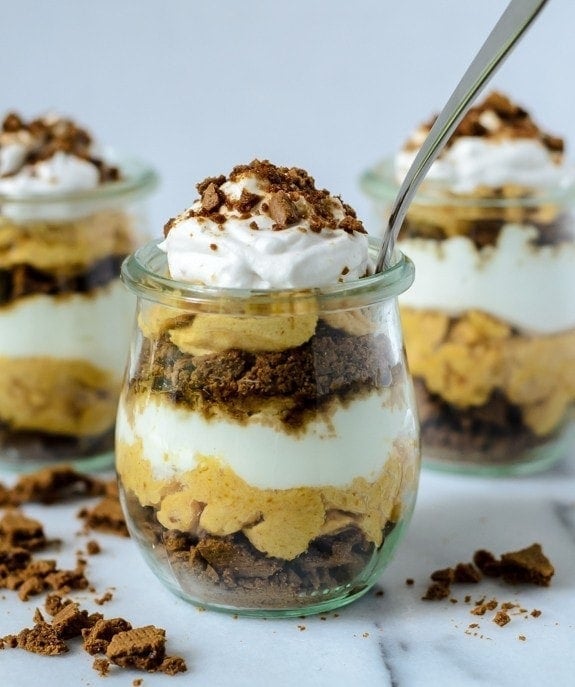 Pumpkin parfait with coconut whipped cream