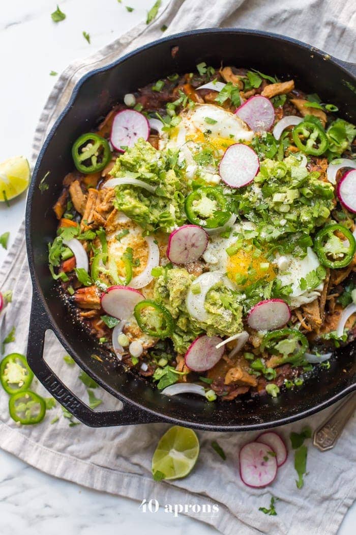 Chilaquiles in a large pan