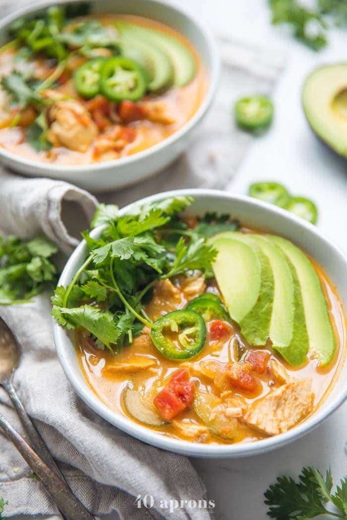 Shredded chicken tortilla-less soup