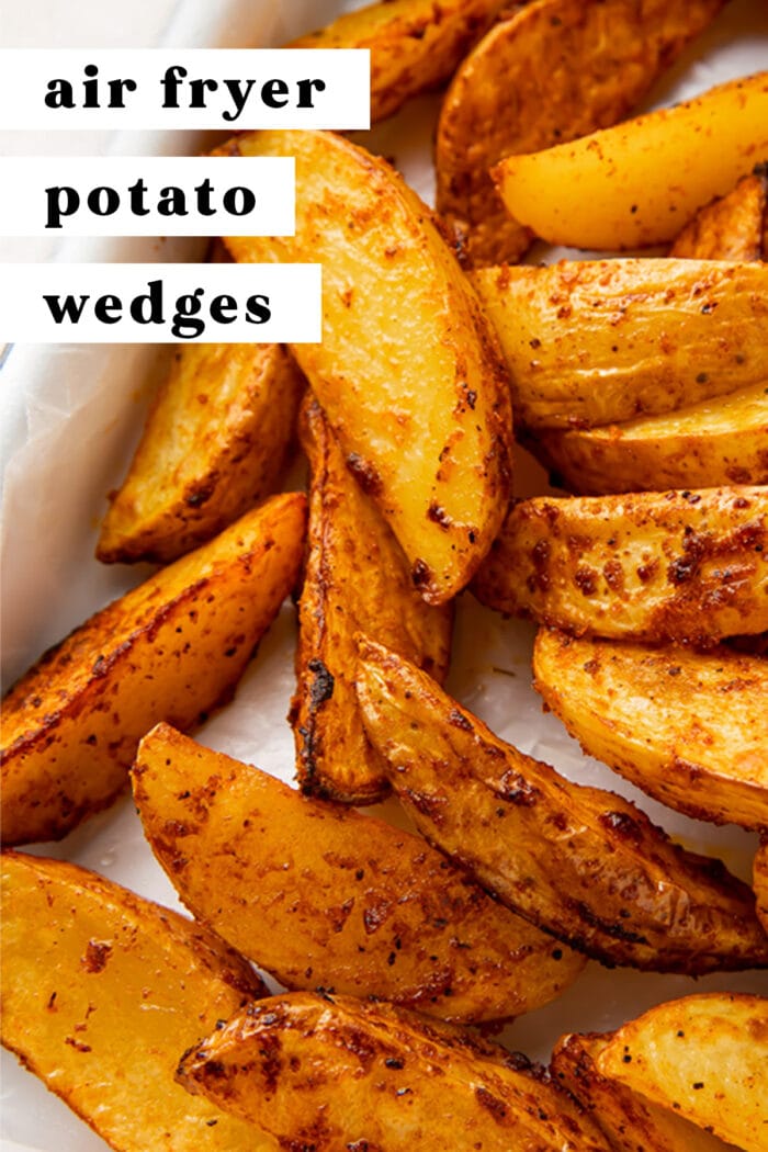 Pin graphic for air fryer potato wedges