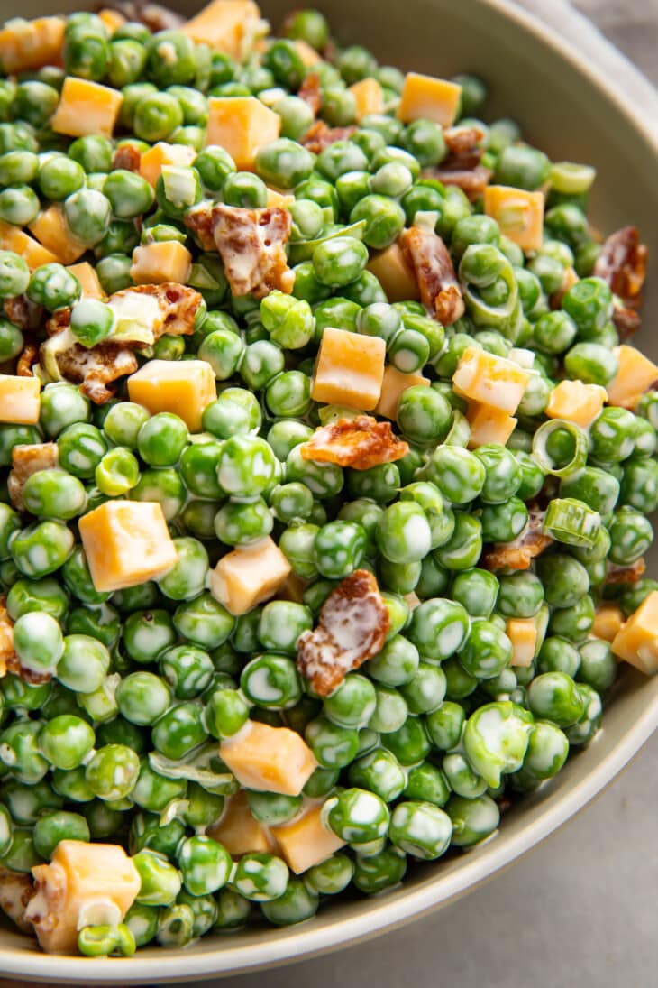 Perfect Pea Salad With Bacon And Cheddar 40 Aprons   Best Pea Salad 4 1 730x1095 