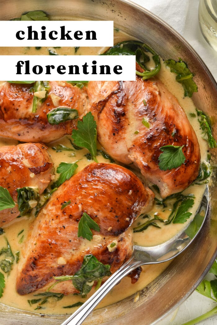 Pin graphic for chicken florentine