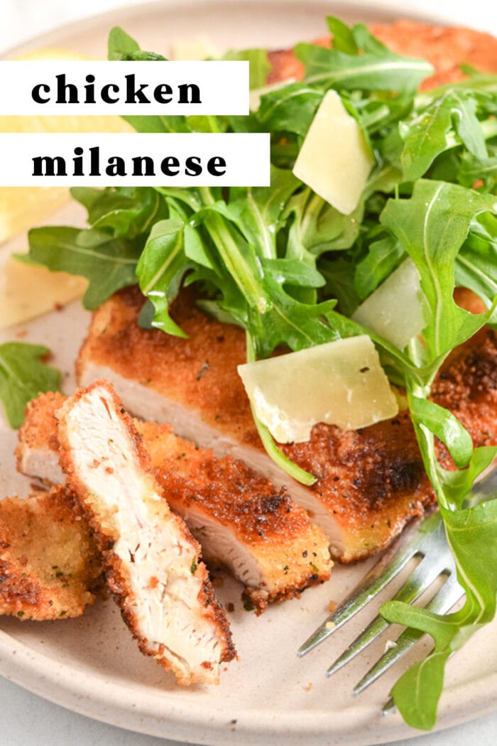 Pinterest graphic for chicken milanese