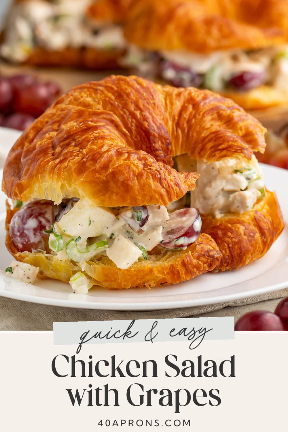 Pin graphic for chicken salad with grapes.