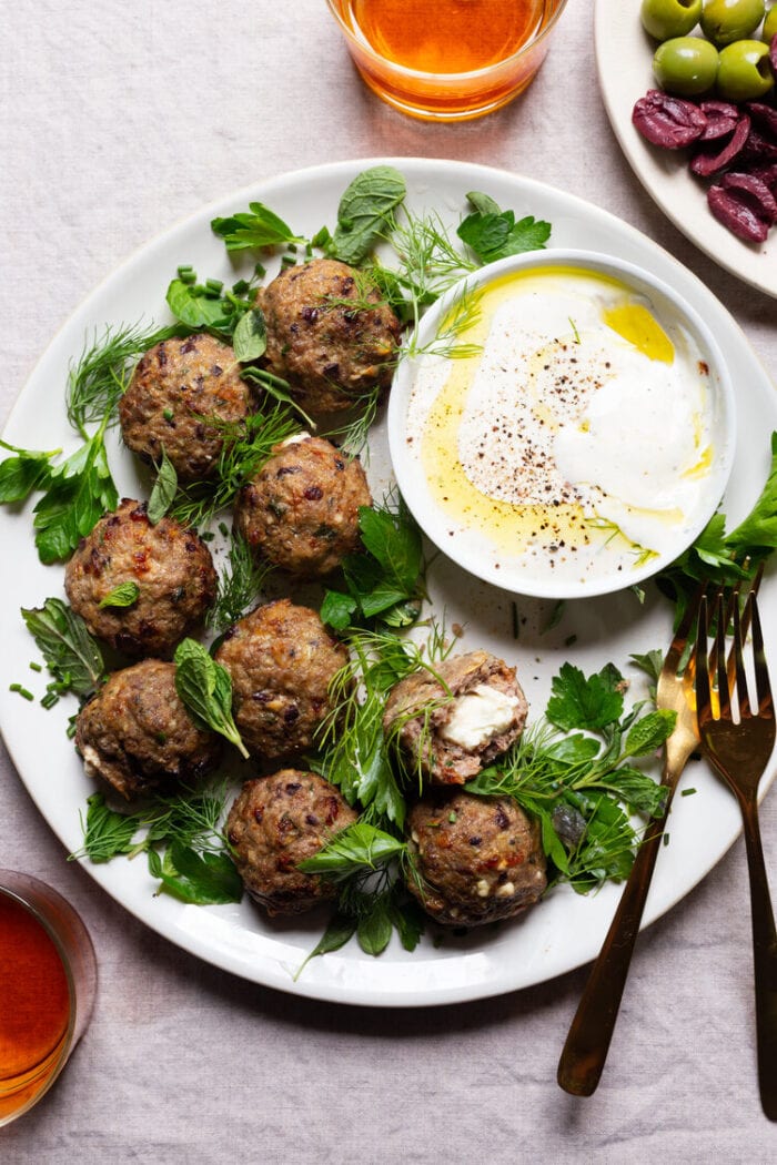 Feta stuffed lamb meatballs from The Daley Plate