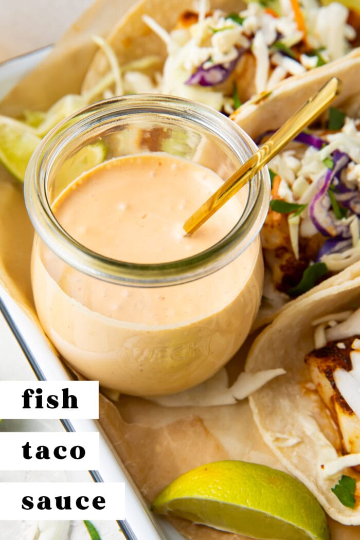Pinterest graphic for fish taco sauce