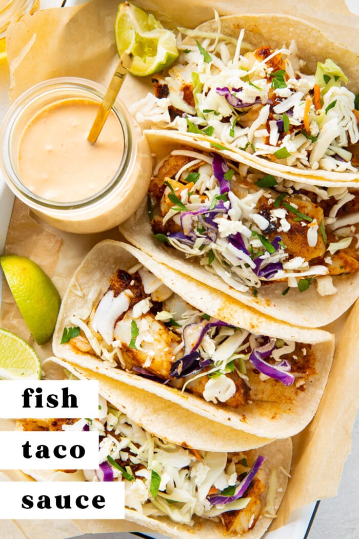 Pinterest graphic for fish taco sauce