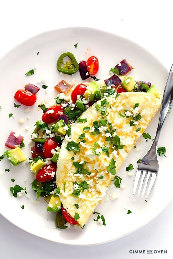Mexican egg white omelet on a white plate