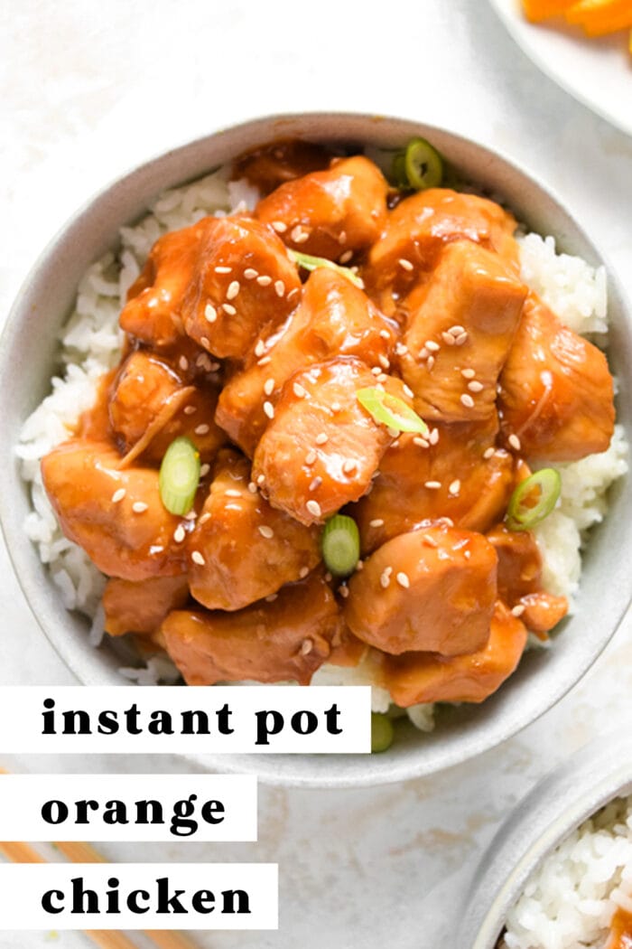 Pin graphic for Instant Pot orange chicken