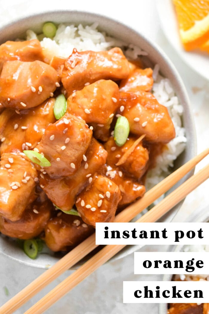 Pin graphic for Instant Pot orange chicken