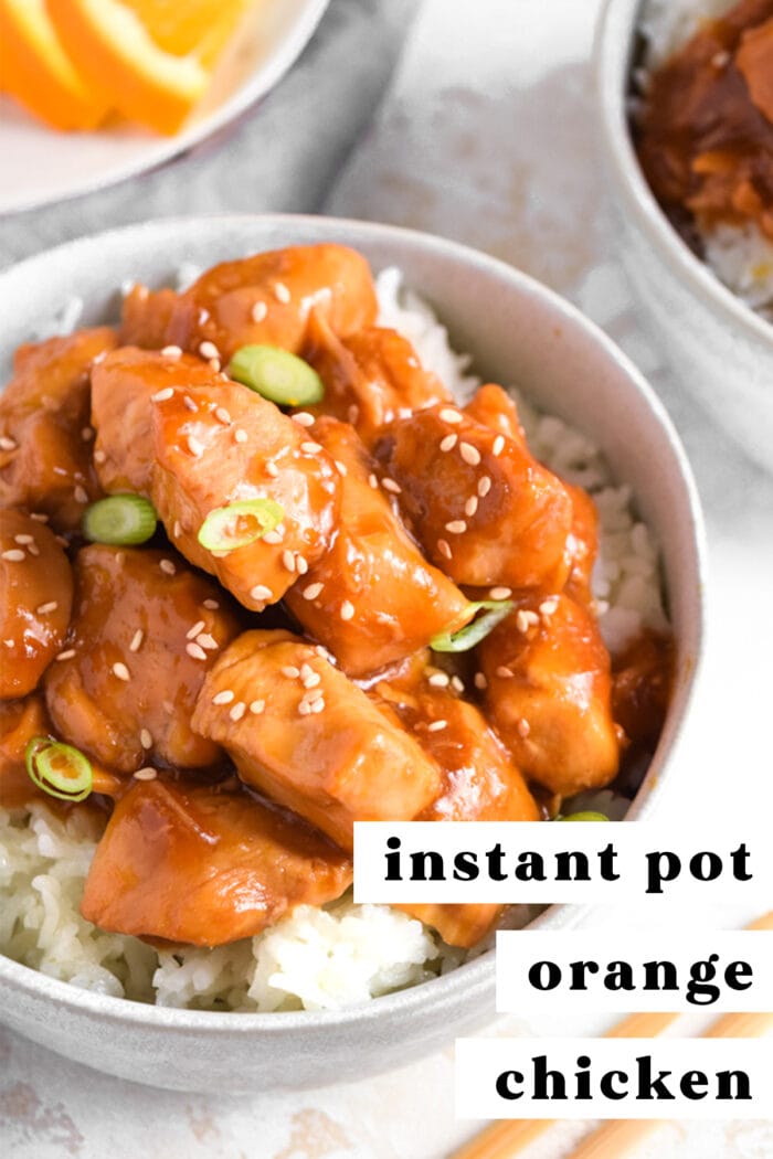 Pin graphic for Instant Pot orange chicken