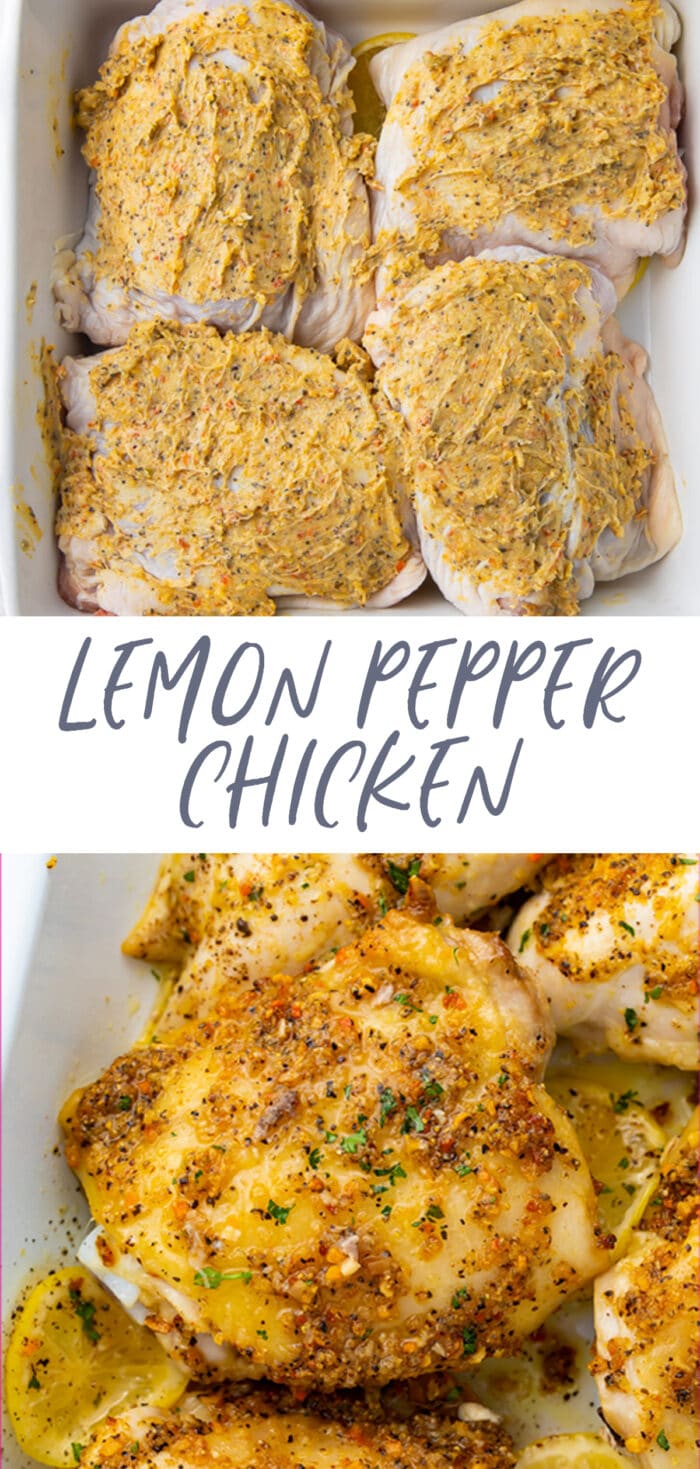 Pinterest graphic for lemon pepper chicken