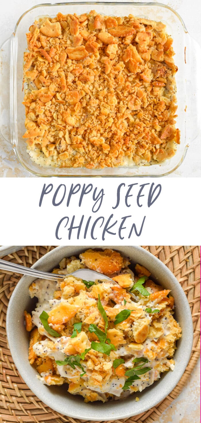 Pinterest graphic for poppy seed chicken