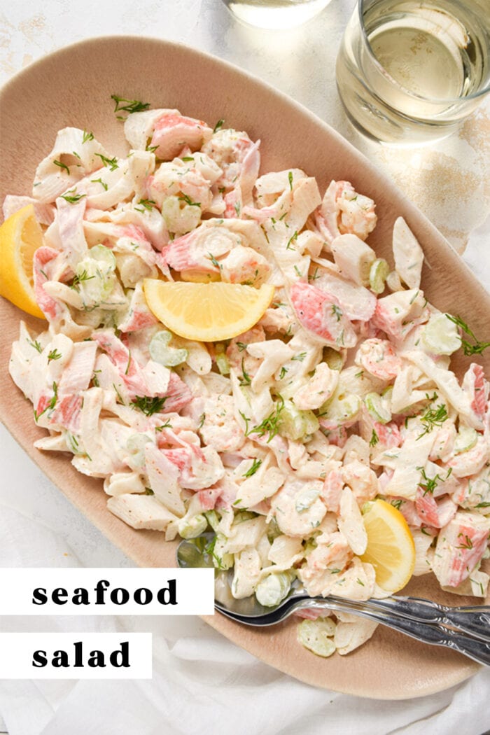 Pinterest graphic for seafood salad