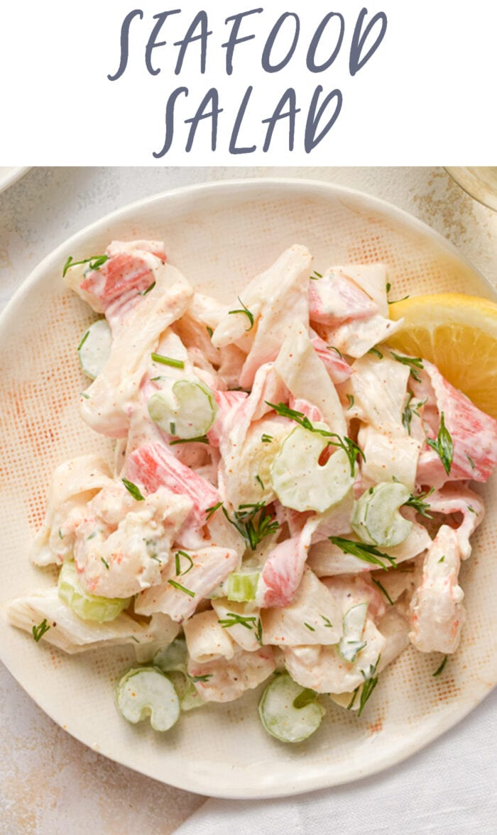 Pinterest graphic for seafood salad