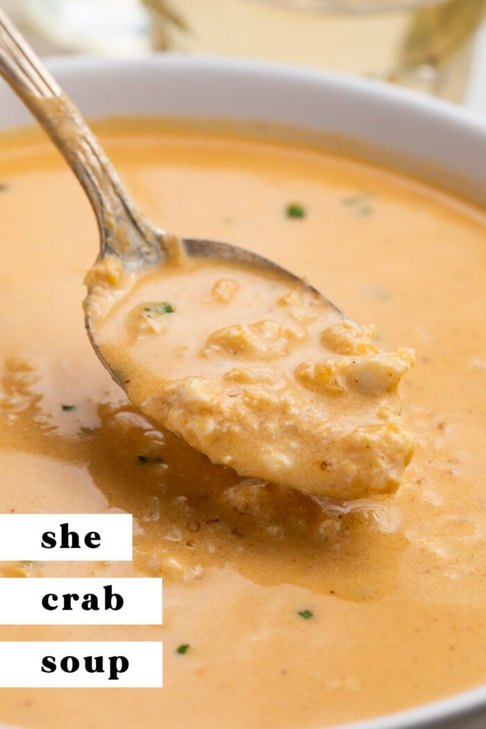Pinterest graphic for she crab soup