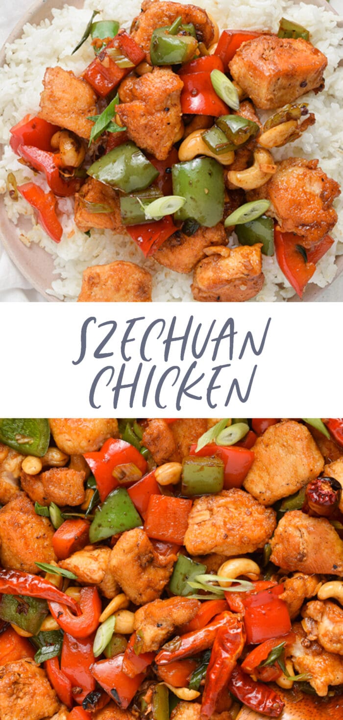 Pin graphic for Szechuan chicken