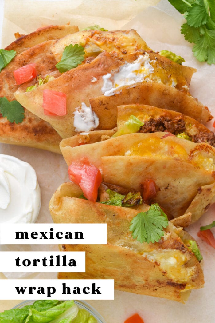 Pinterest graphic for Mexican tortilla wrap hack (TikTok tortilla hack)