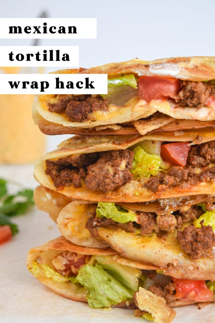 Pinterest graphic for Mexican tortilla wrap hack (TikTok tortilla hack)
