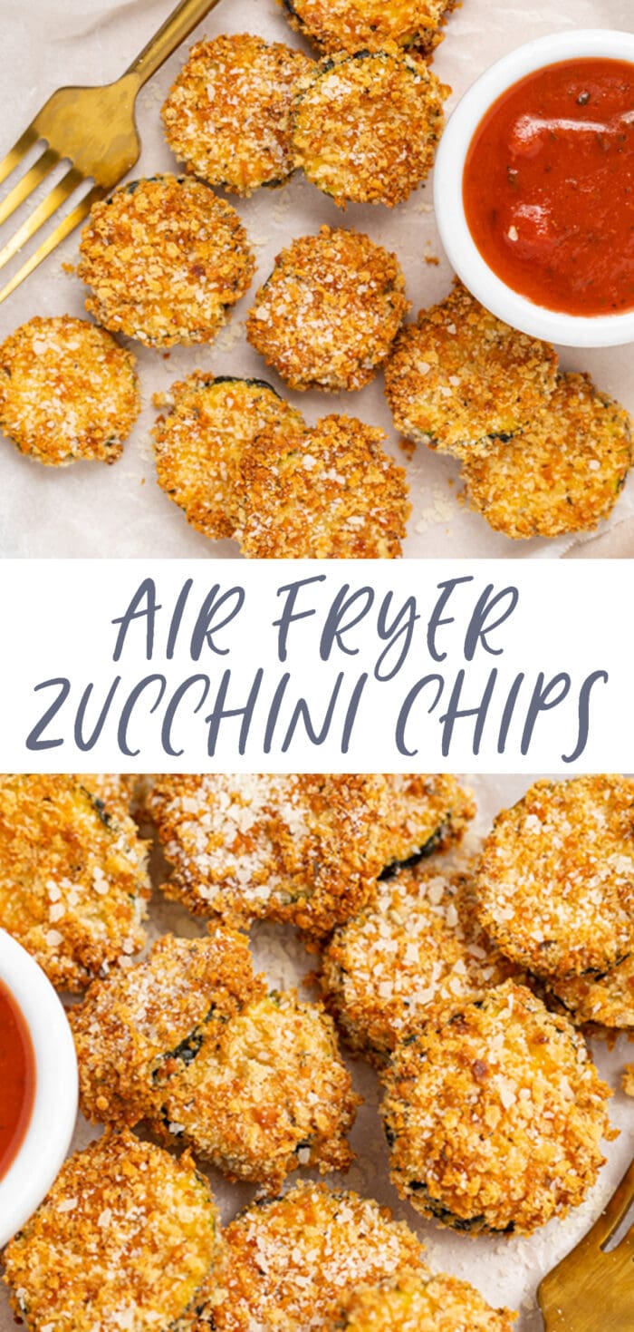 Pin graphic for air fryer zucchini chips