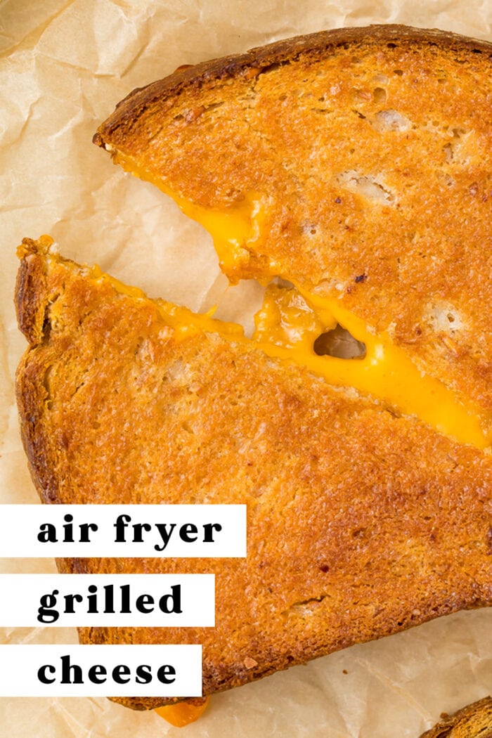 Pin graphic for air fryer grilled cheese
