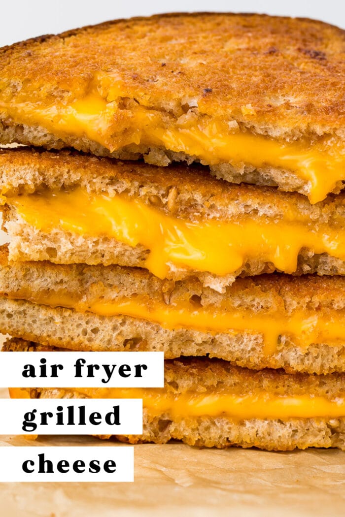 Pin graphic for air fryer grilled cheese