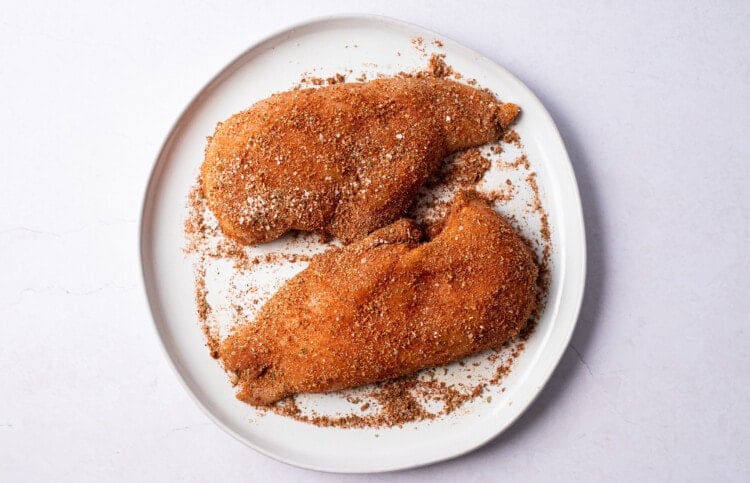 Chicken breasts coated in spice mixture