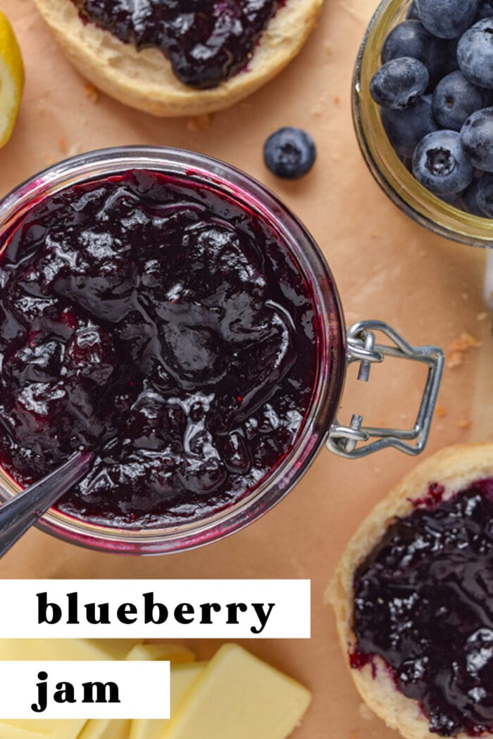 Pin graphic for blueberry jam