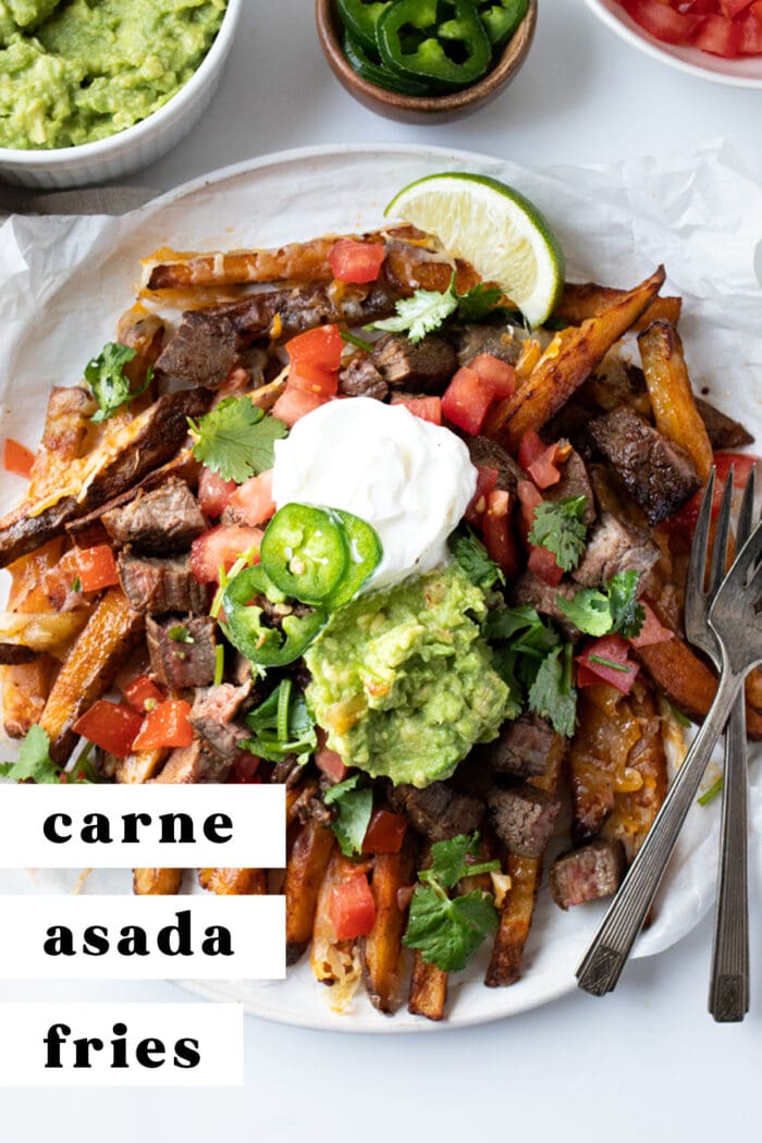 Pin graphic for carne asada fries