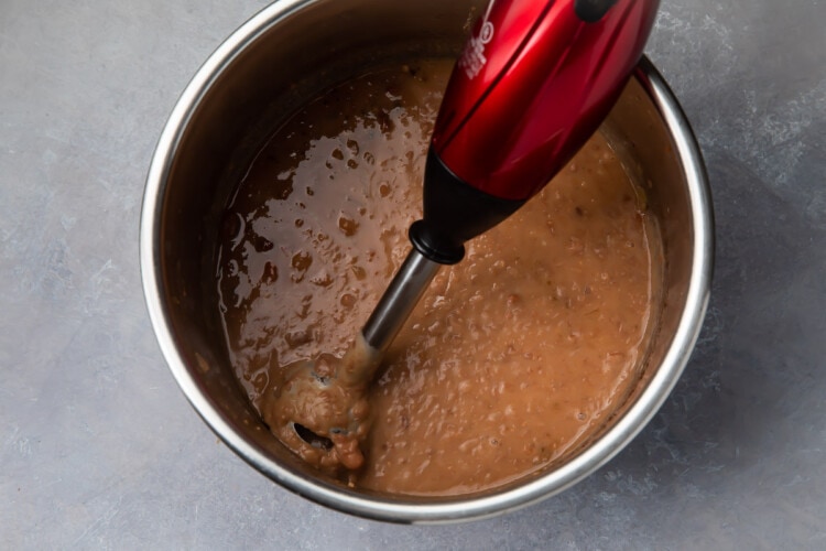 Immersion blender and beans in Instant Pot