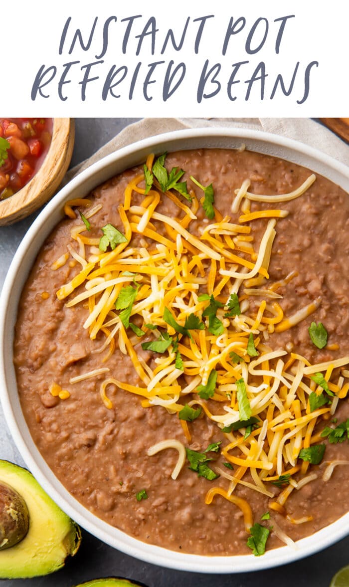 Pin graphic for Instant Pot refried beans