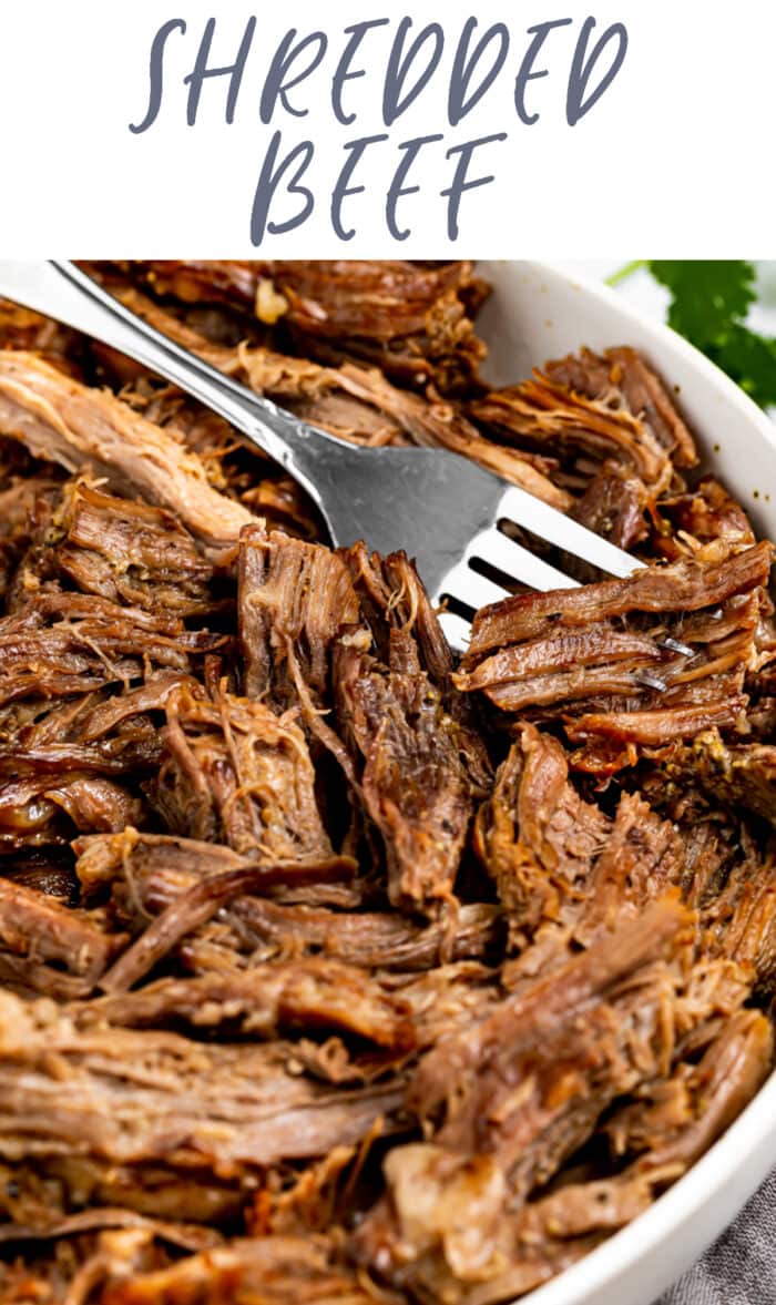 Pin graphic for shredded beef