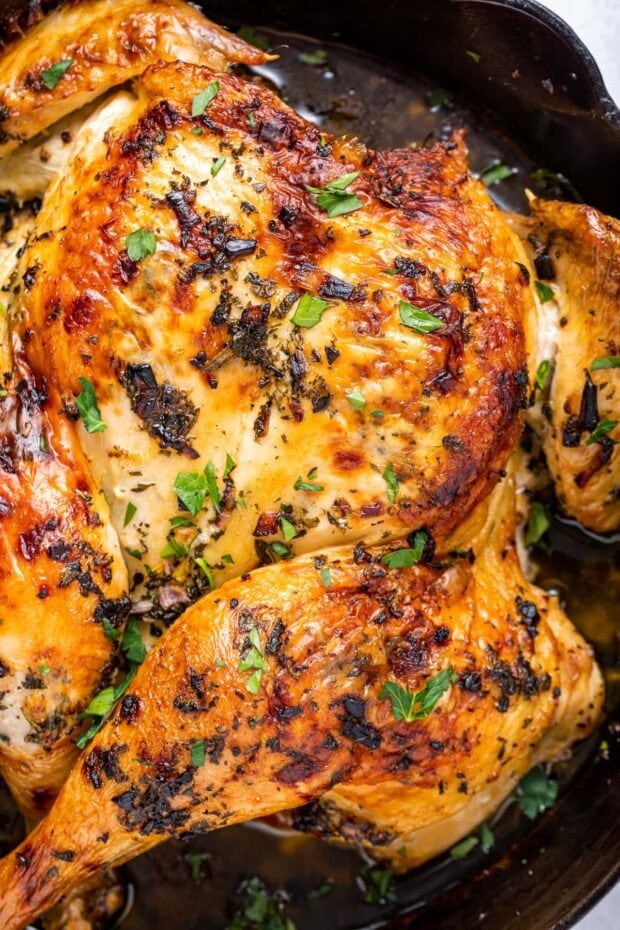 Spatchcock Chicken with Garlic-Herb Butter