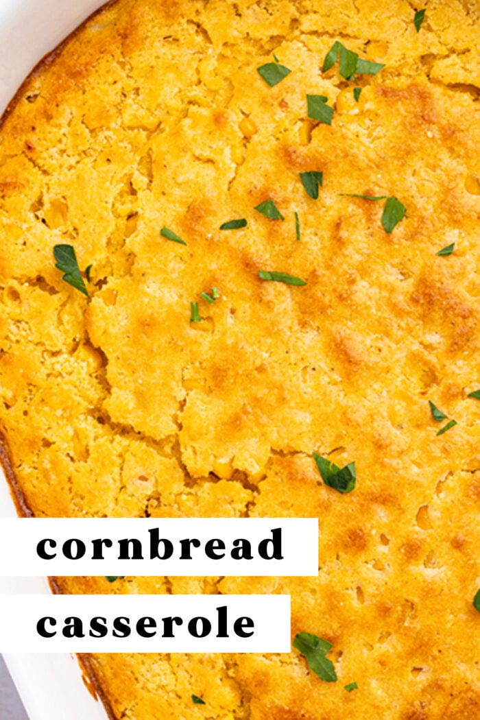 Pin graphic for cornbread casserole