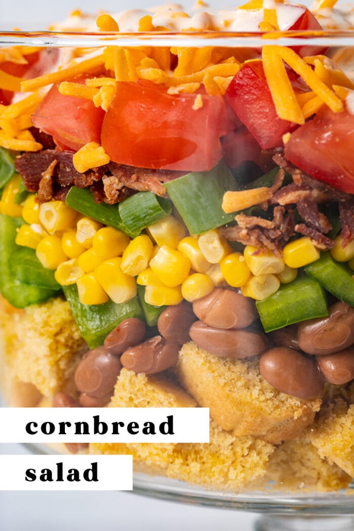 Pin graphic for cornbread salad